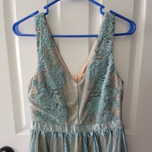Francesca's Collections Light Blue Lace Backless Dress